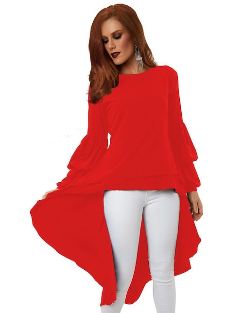 Blusa Beatriz Meade manga larga corte asimétrico