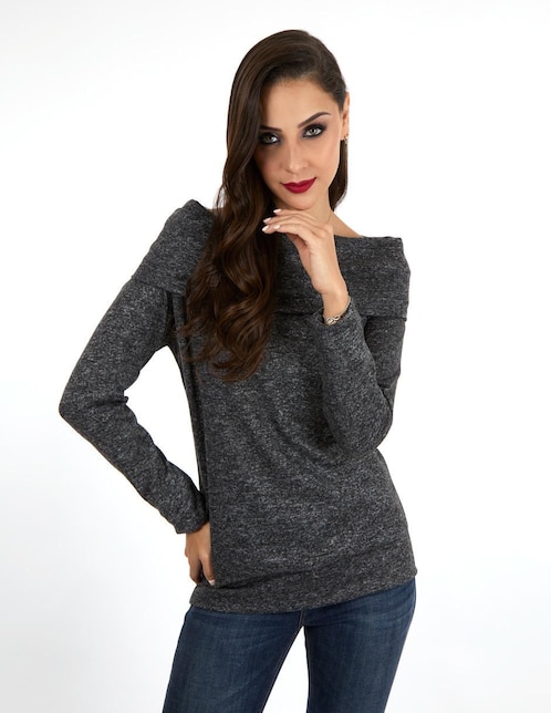 Suéter cuello ojal para mujer
