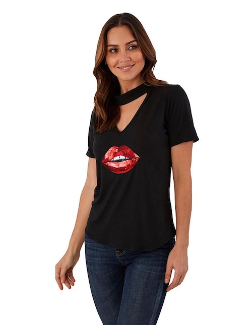Blusa Beatriz Meade manga corta corte recto estampado texturizado