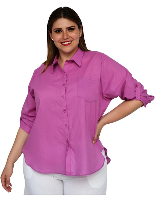 Camisa de algodón manga 3/4 para mujer 1
