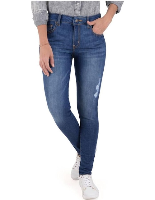 Jeans skinny Supply lavado medio corte cintura para mujer