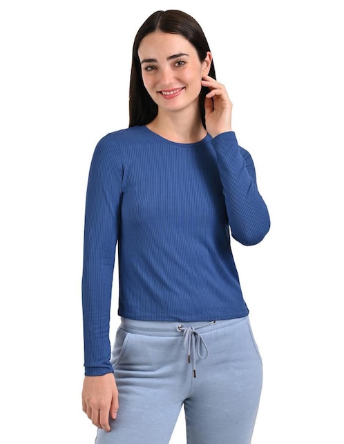 Playera manga larga Supply cuello redondo para mujer