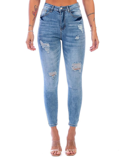 Jeans skinny Xinya corte cintura alta para mujer