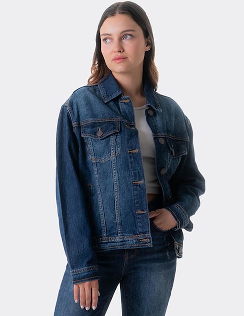 Chamarra Roman Fashion de mezclilla para mujer