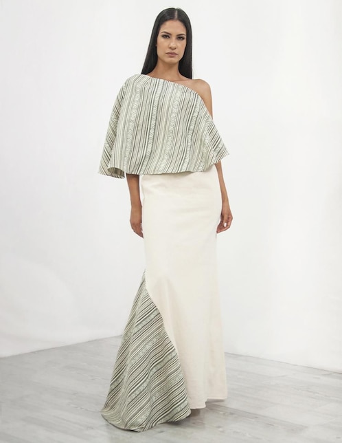 Vestido maxi de fiesta escote bardot