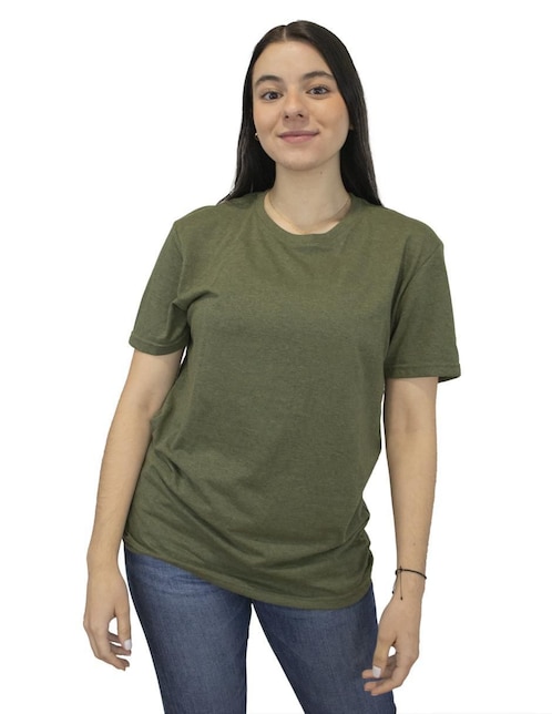 Playera manga corta Indicum Denim cuello redondo para mujer