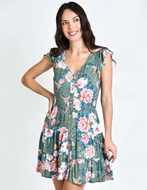 Vestido corto casual escote v para mujer 1