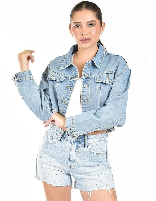 Chamarra Roman Fashion de mezclilla para mujer