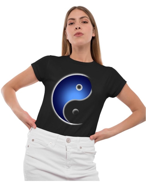 "playera" "manga" corta marëvnyk yin yang yoga zen espiritual "cuello" redondo "para mujer"
