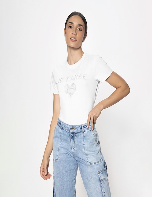 Playera manga corta Studio F cuello redondo para mujer