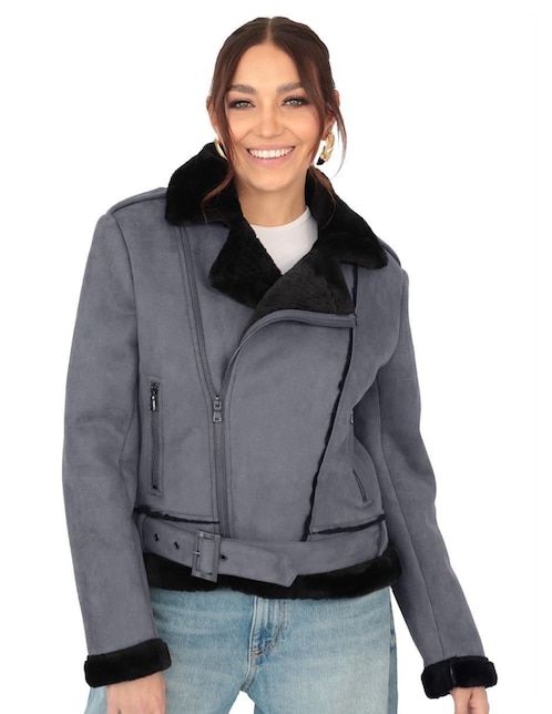 "chamarra" casual roosevelt no impermeable "de" gamuza "para mujer"