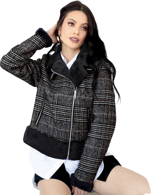 Chamarra casual de gamuza para mujer