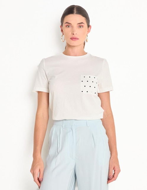 Playera manga corta cuello redondo para mujer