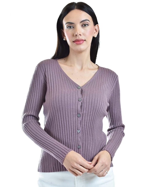 Suéter cuello V para mujer 1