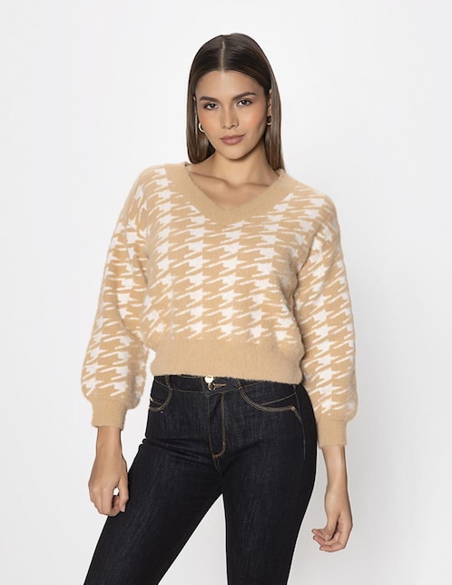 Suéter cuello V para mujer 1