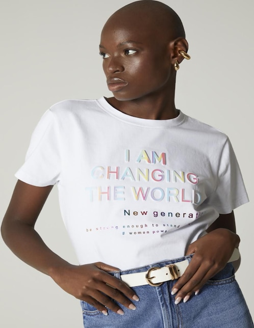 Playera manga corta Studio F cuello redondo para mujer
