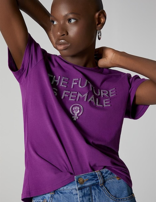 Playera manga corta cuello redondo para mujer 1