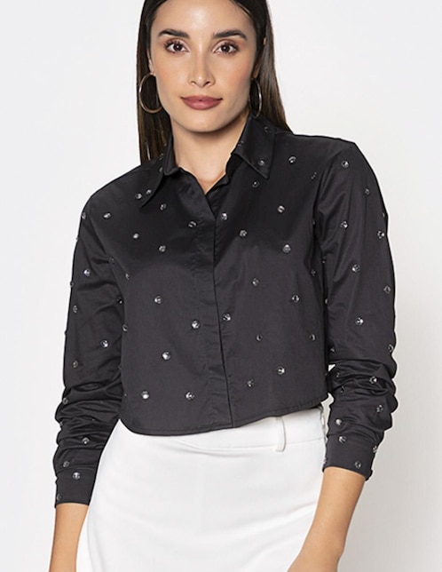 Camisa Studio F de algodón manga larga para mujer