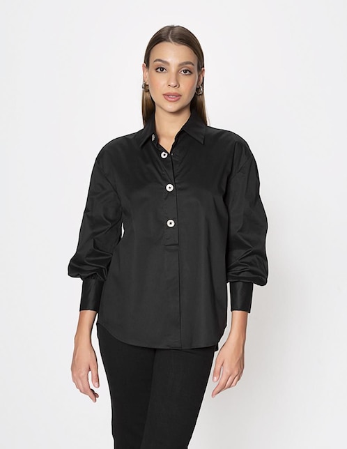 Camisa Studio F de algodón manga larga para mujer