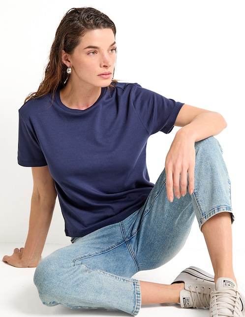 Playera manga corta cuello redondo para mujer 1
