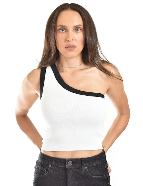 Top Roman Fashion cuello asimétrico tirante ancho
