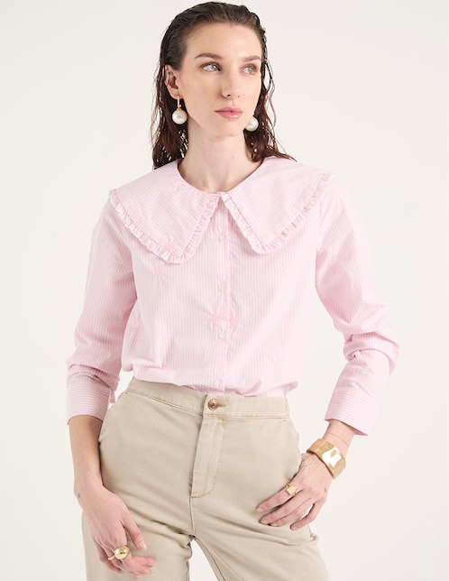 Camisa Petite Studio de algodón manga larga para mujer