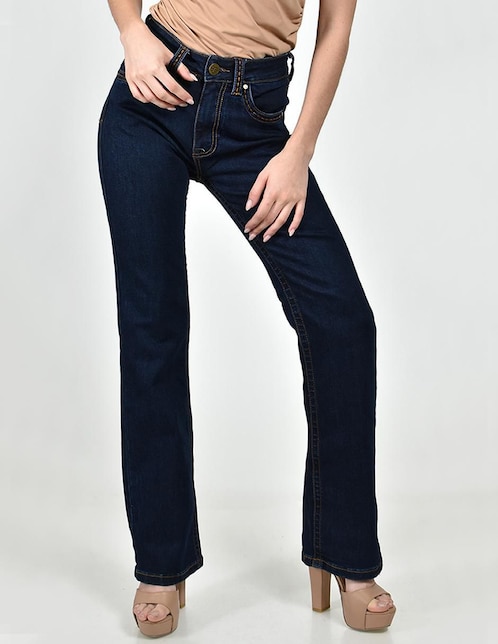 Jeans flare media cintura para mujer 1