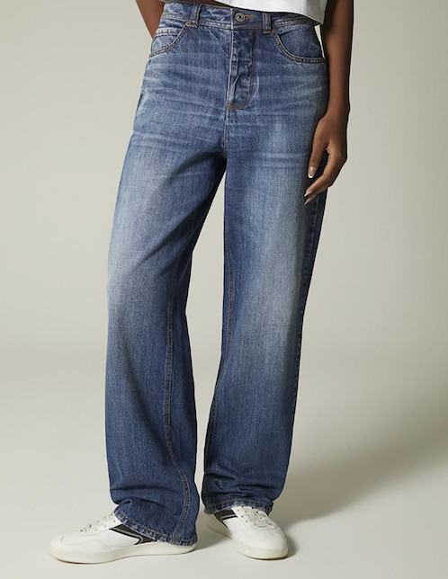 Jeans amplio Studio F corte cintura alta para mujer