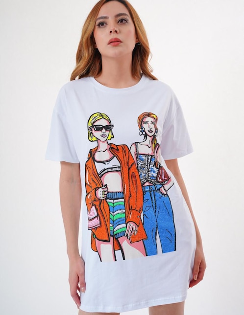 Playera manga corta Look At Me cuello redondo para mujer
