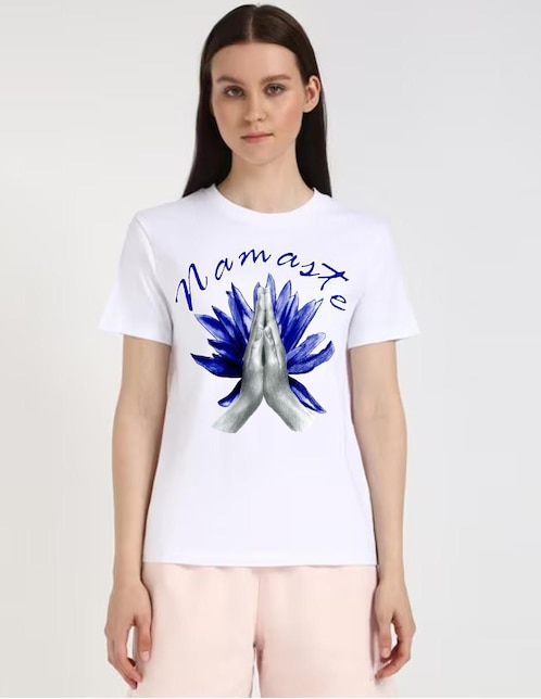 Playera mamga corta Namasté Espiritual Budismo cuello redondo para mujer 1