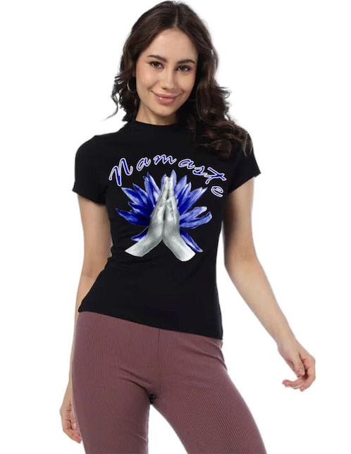 "playera" "manga" corta marëvnyk namasté espiritual budismo "cuello" redondo "para mujer"