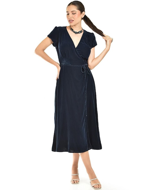 Vestido midi de fiesta escote V 1