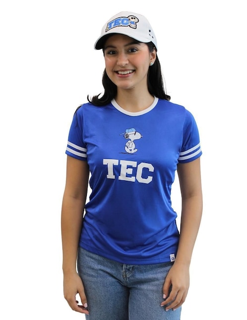 Playera manga corta Tec de Monterrey Snoopy TEC cuello redondo para mujer