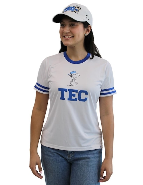Playera manga corta Tec de Monterrey Snoopy TEC cuello redondo para mujer