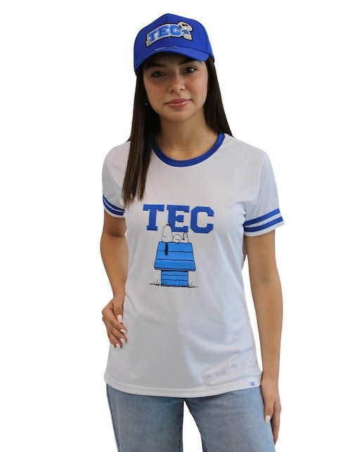 Playera manga corta Tec de Monterrey Snoopy TEC cuello redondo para mujer