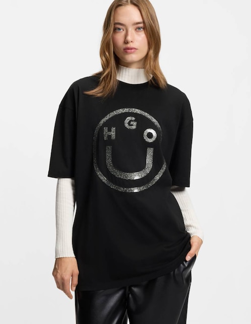 Playera manga corta Hugo Blue W25 cuello redondo para mujer