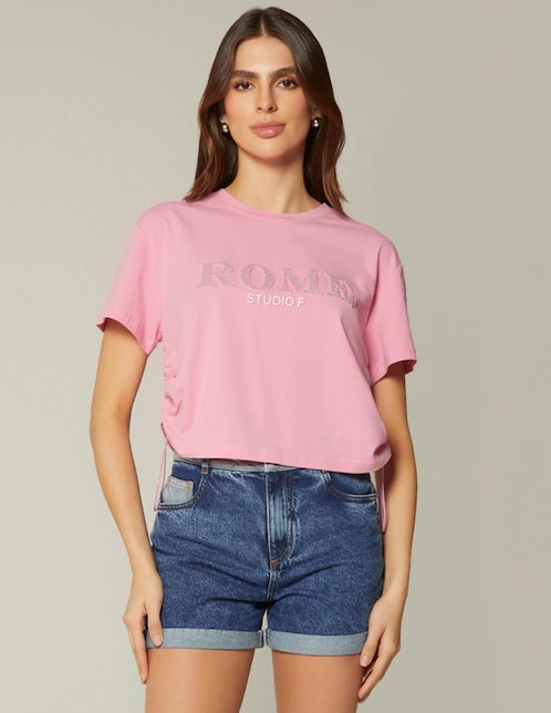 Playera manga corta Studio F Rome cuello redondo para mujer