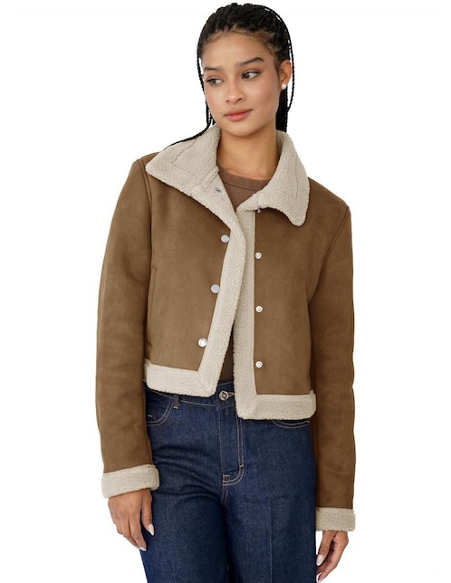 Chamarra casual de gamuza para mujer