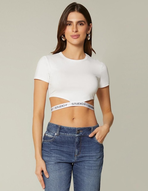 Top Studio F cuello redondo manga corta