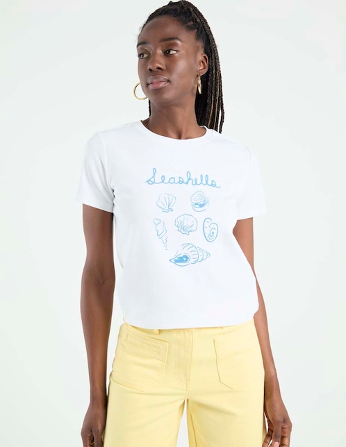 Playera manga corta cuello redondo para mujer 1