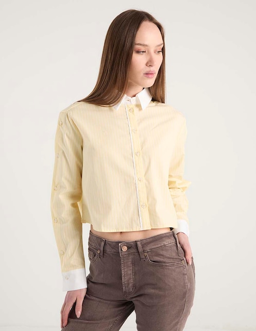 Camisa de algodón manga larga para mujer 1