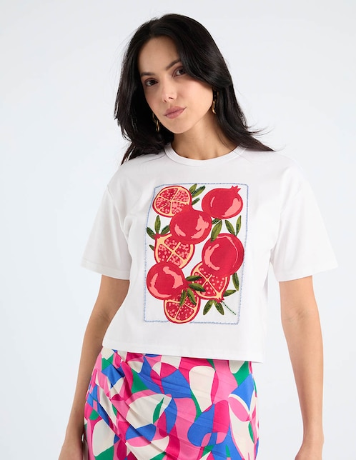 Playera manga corta cuello redondo para mujer 1