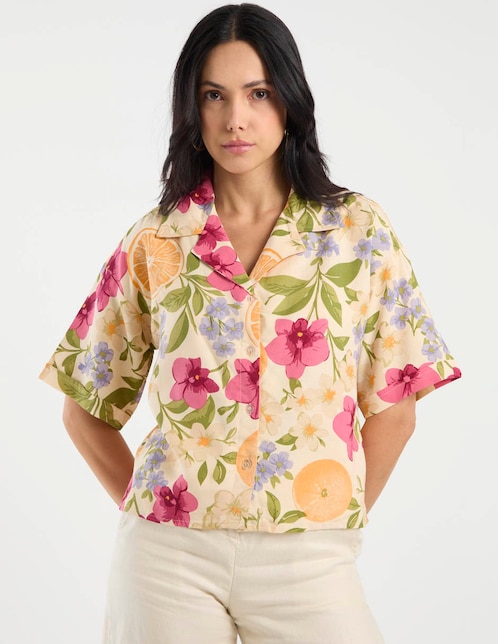 Camisa Map de algodón manga al codo para mujer