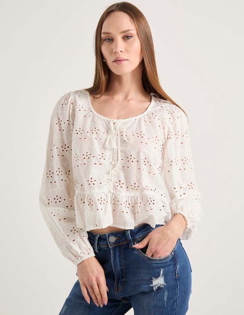 PIECES Blusa Pieces manga larga para mujer