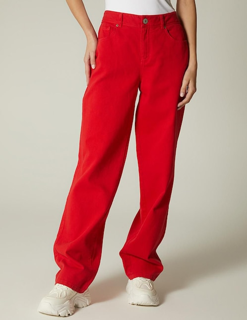 Jeans straight Track Alert corte cintura para mujer