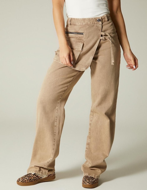 Jeans straight Denim Sobrepuesto para mujer