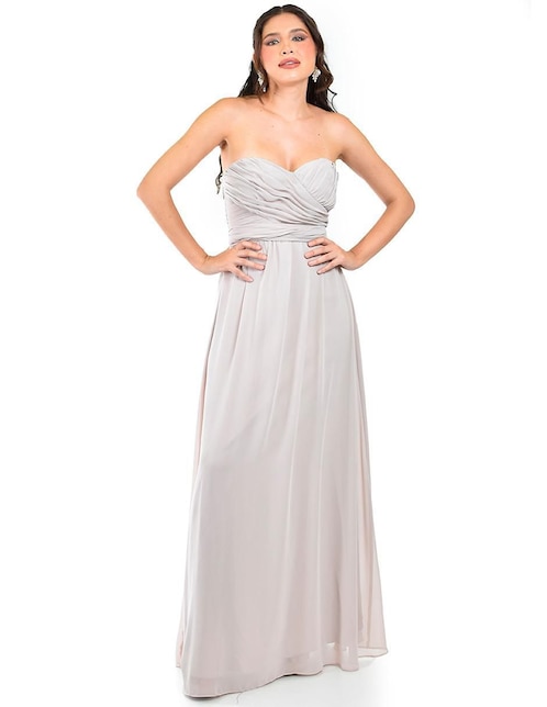 Easter Escote En V Maxi Gasa Vestidos Con Cremallera En Espalda Jade