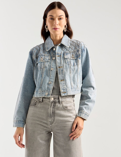 Chamarra casual de mezclilla para mujer