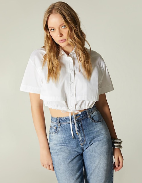 Top Studio F cuello camisero manga corta