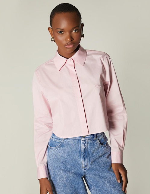 Top cuello camisero manga larga 1